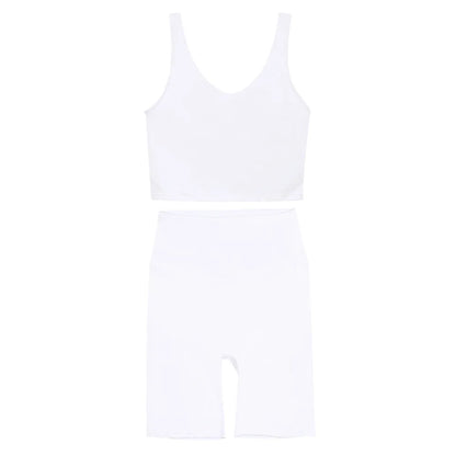 2026 Yoga Women's Bra With U-shaped Back Sets Fitness Running Summer Breathable Quick Drying Fixed Vest Five-point pants