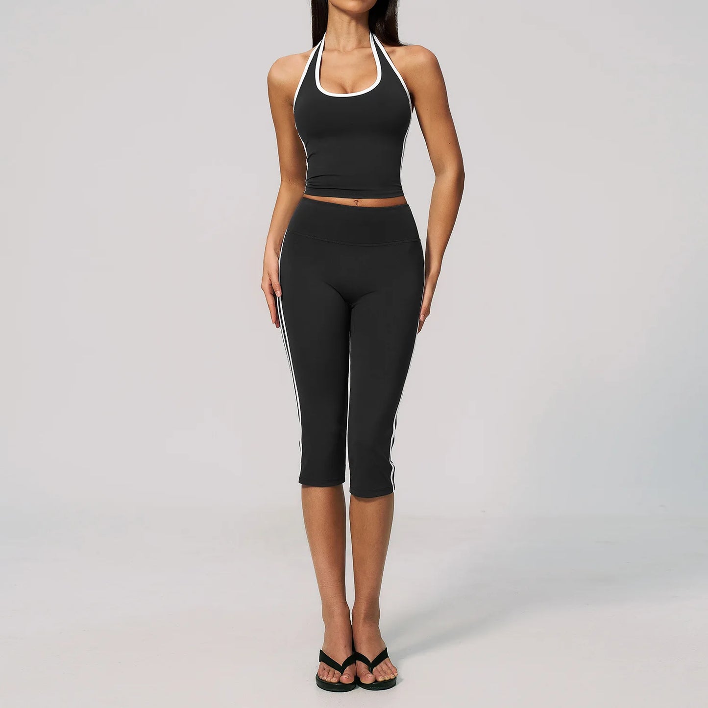 2 Pieces Workout Suit Women Yoga Outfits Athletic Wear Shockproof Halter Sports Bra High Waist Butt Lift Yoga Pants Fitness Suit