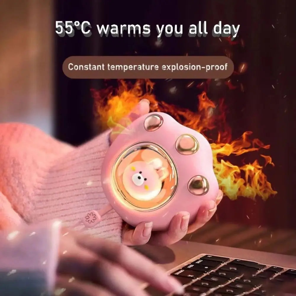 Cute Mini Cat's Claw Hand Warmer Rechargeable 2 Heat Levels Electric Heater Portable Pocket Warmer Students