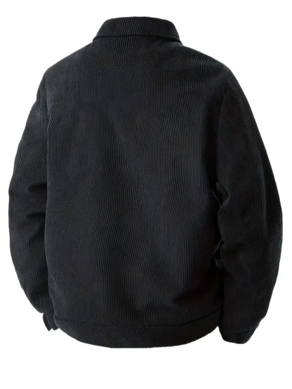The 2025 New Autumn Corduroy Jacket for Men with a Lapel, Trendy Japanese Style Loose Coat