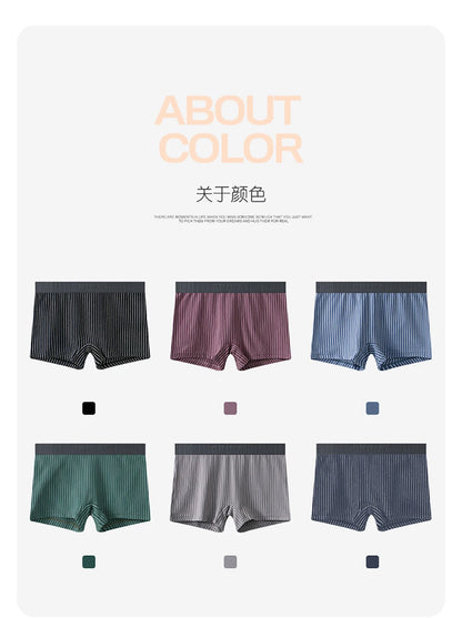 3PCS/Pack 100% Cotton Soft Panties Woman Trendy Striped Female Underwear Summer Breathable High Elastic Mid-rise Waist Boyshort