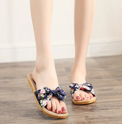 New Summer Ladies Slippers Outdoor Beach Sandals Bohemian Ethnic Style Handmade Espadrilles Platform Slippers Flip Flops Women