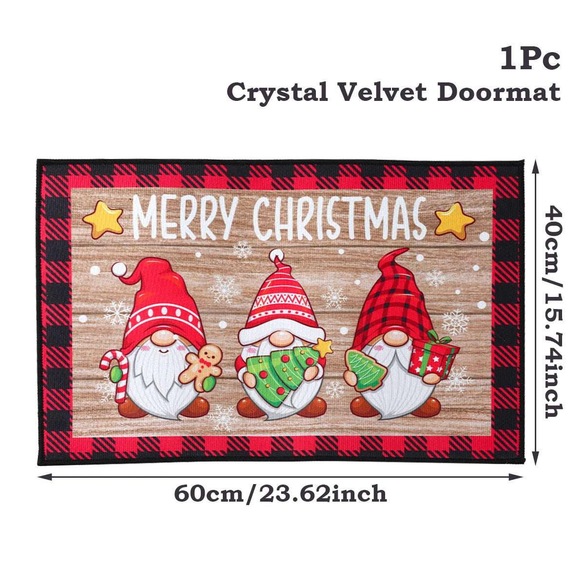 Christmas Door Mat - Santa Claus Outdoor Holiday Carpet | Non Slip Rug, Festive Welcome Mat