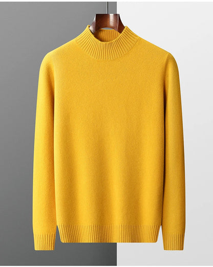 Winter Double Thick Men's Cashmere Sweater With Semi-High Neck High-End Warm Wool Knitted Bottoming Shirt