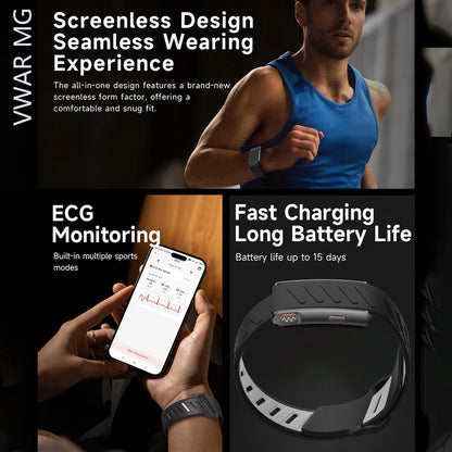VWAR MG ECG+PPG Nursing Grade Smart Bracelet HRV Body Fat BMI Smart Band Body Temperature Men Women Health Sports Fitness Watch