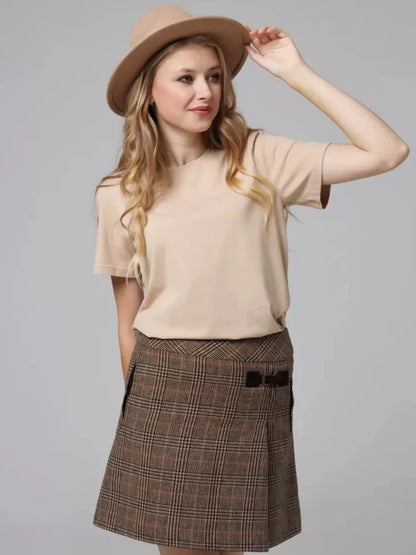 Cotton Casual T-Shirts for Women - Short Sleeve Sporty O-Neck Tops