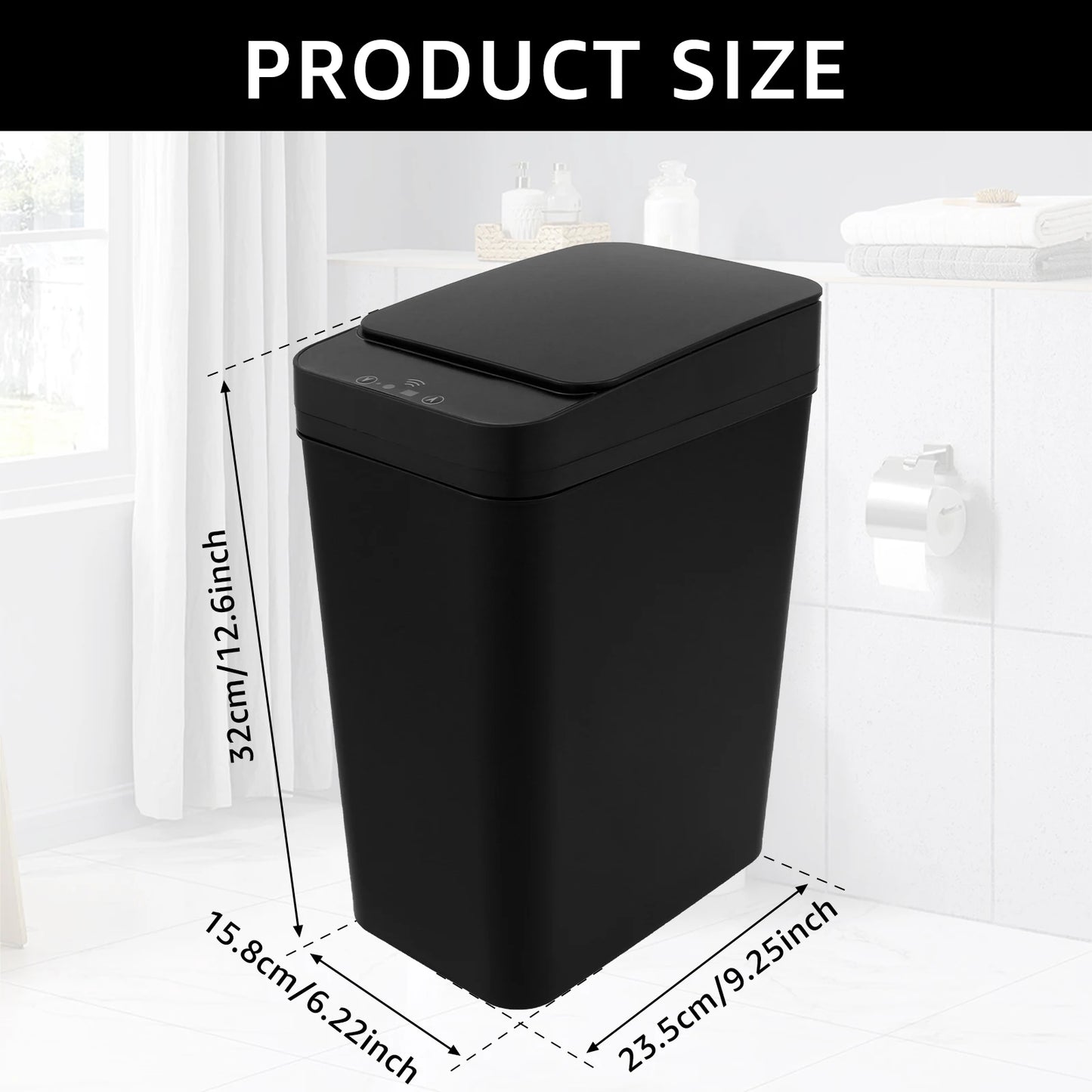 Touchless Infrared Trash Can - 12L Smart Sensor Wastebasket for Kitchen  Bathroom