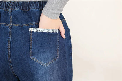 Women Wide Leg Jeans 7XL 9XL Straight Stretched Plus Size Girls Fashion Lady High Waist Female Oversized Denim Pants Trousers