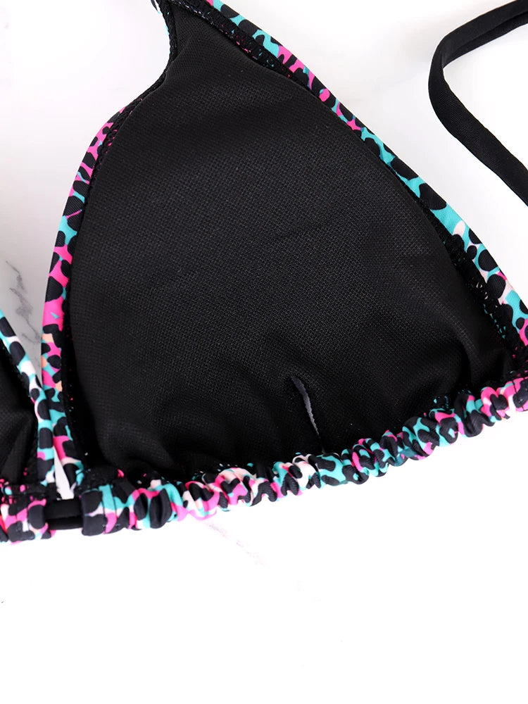 Women's Split Bikini Two-Piece Set - Colorful Polka Dot Lace-Up Summer Swimsuit