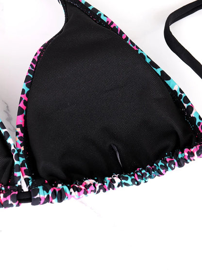 Women's Split Bikini Two-Piece Set - Colorful Polka Dot Lace-Up Summer Swimsuit