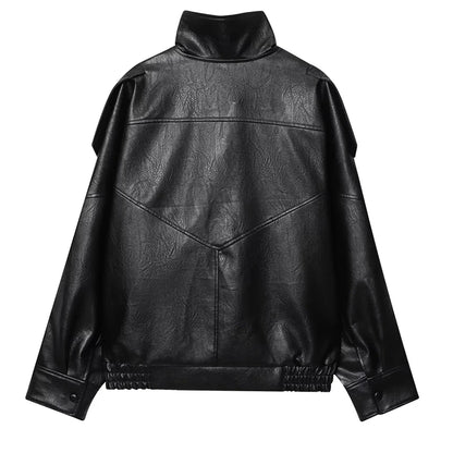 HXAO Black Jacket For Woman Outerwears Faux Leather Jacket Long Sleeve New In Coats And Jackets Zipper Bomber Motorcycle Jacket