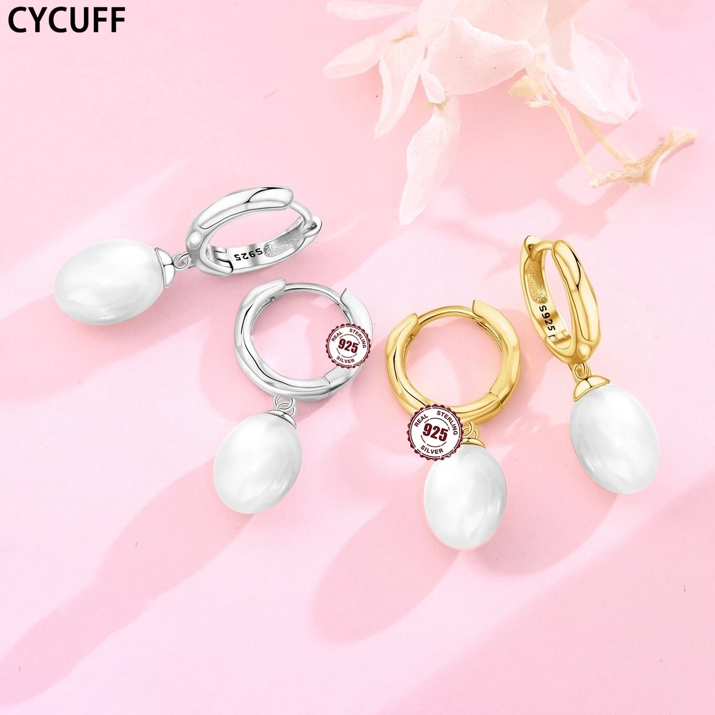 925 Sterling Silver Simple Pearl Earrings Jewelry Hoop Earrings Zircon Stud Earrings For Women Jewelry Fine Birthday Party Gifts