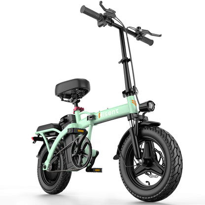 Hisent electric folding bike, 14 inches, 500W brushless motor, 48V 10AH/17.5AH battery available, different models.
