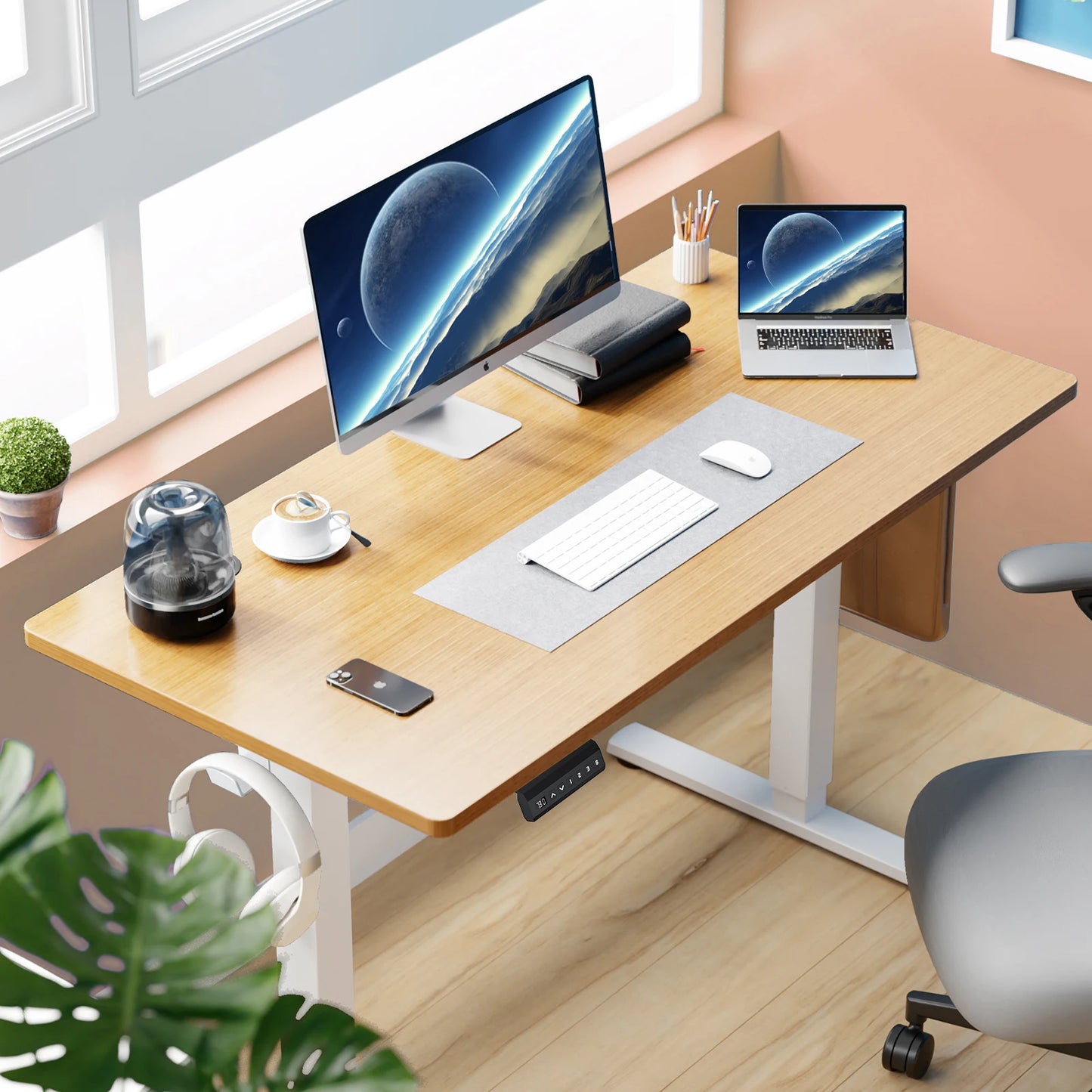 Electric Standing Desk - Height Adjustable 40x24 Inch Sit Stand Workstation with Memory Buttons