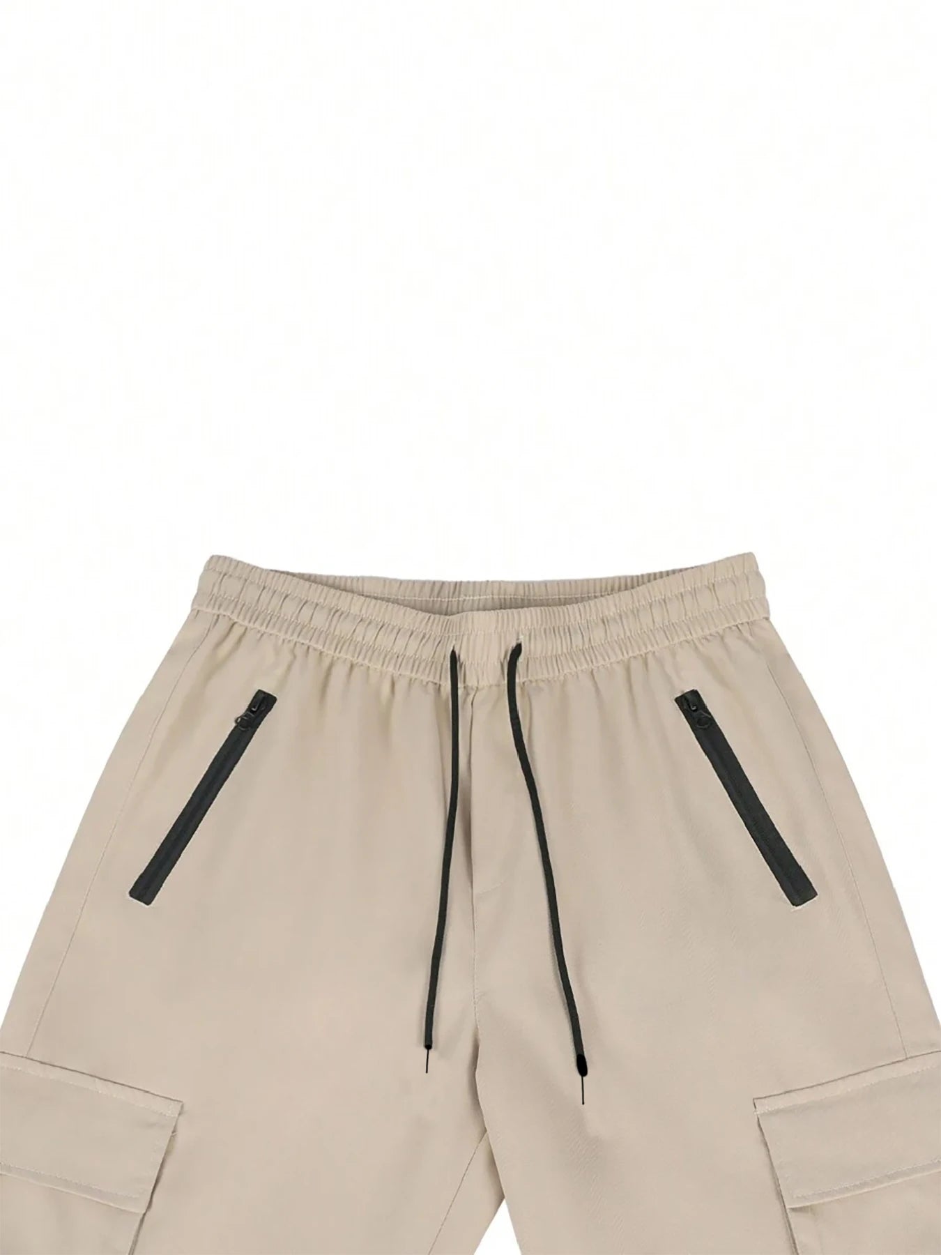Men's 3/4-Length Cargo Shorts — Woven Twill Fabric, Multi-Pocket Casual Trousers. Non-Stretch Adult Apparel for Summer