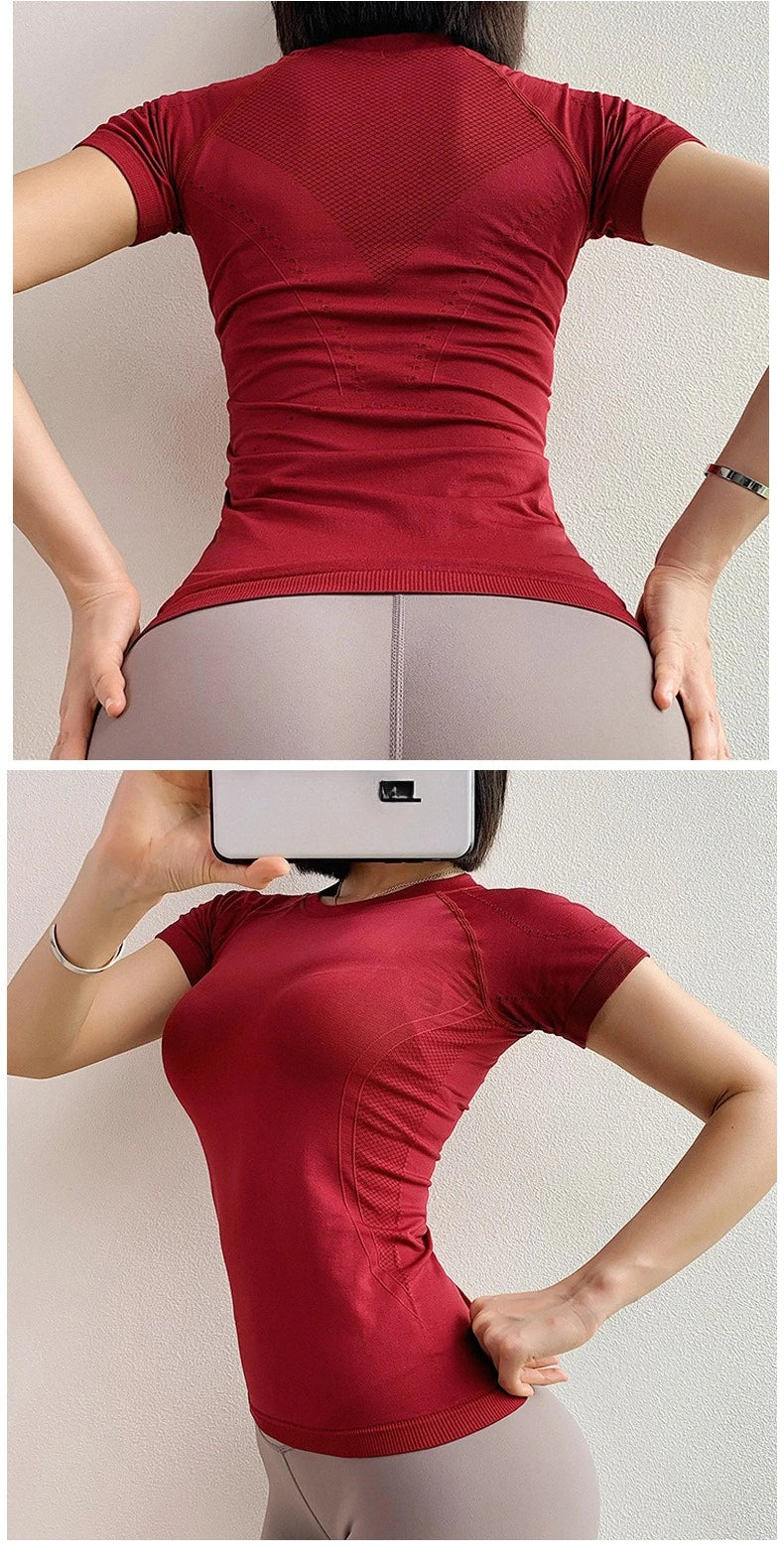 Women Yoga Shirt - Slim Fit Breathable Workout Tee | Quick Dry Stretchy Activewear