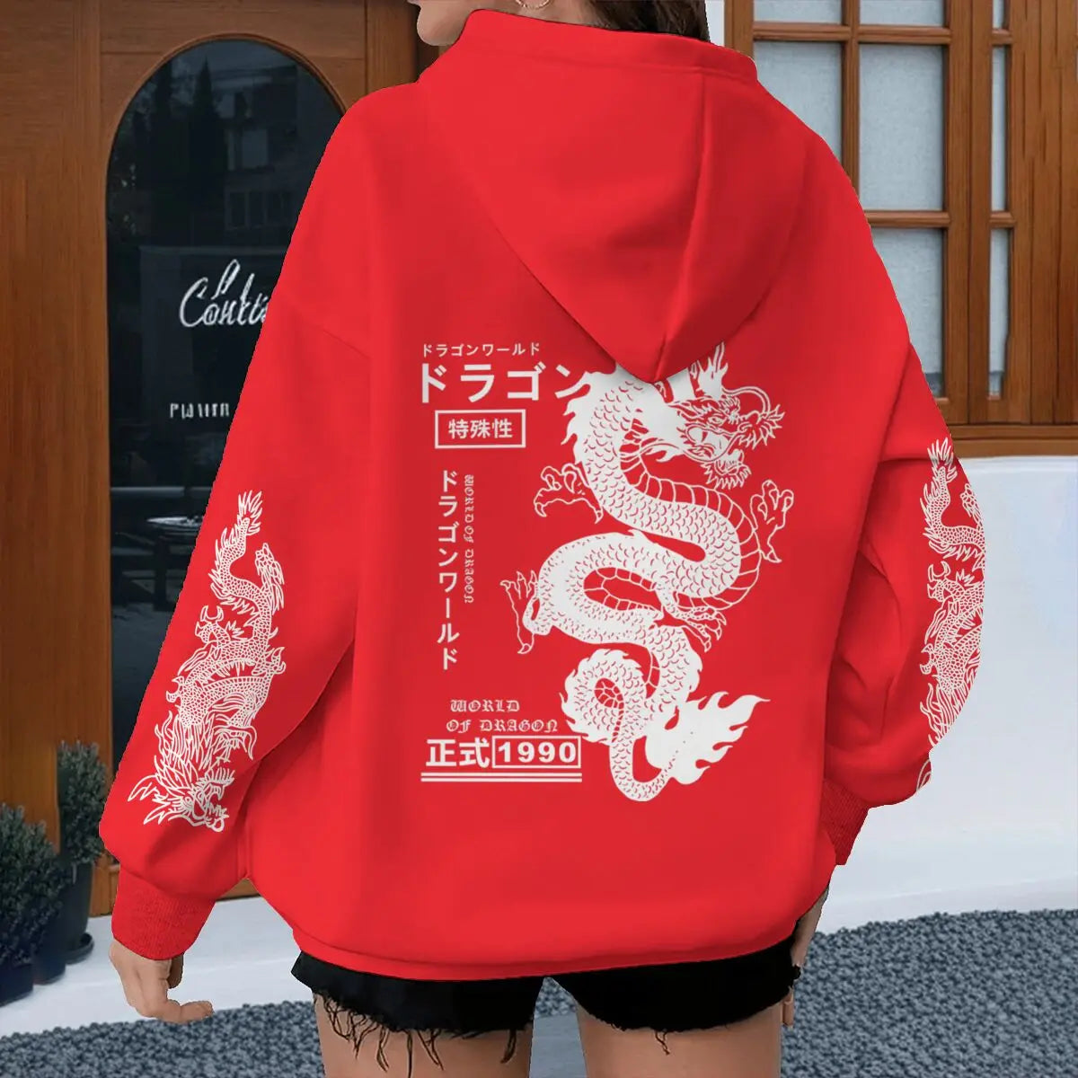 Harajuku Dragon Printed Hoodies for Men Women, Casual Japanese-style Sporty Spring Autumn Hoody, Vintage Unisex Hooded