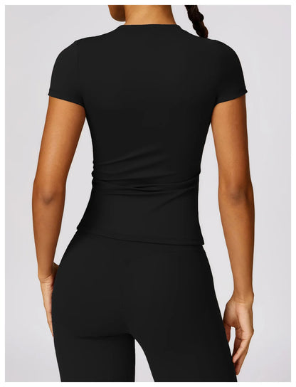 Women Yoga Top - Seamless Sport Shirt | Breathable Short Sleeve Gym Tee