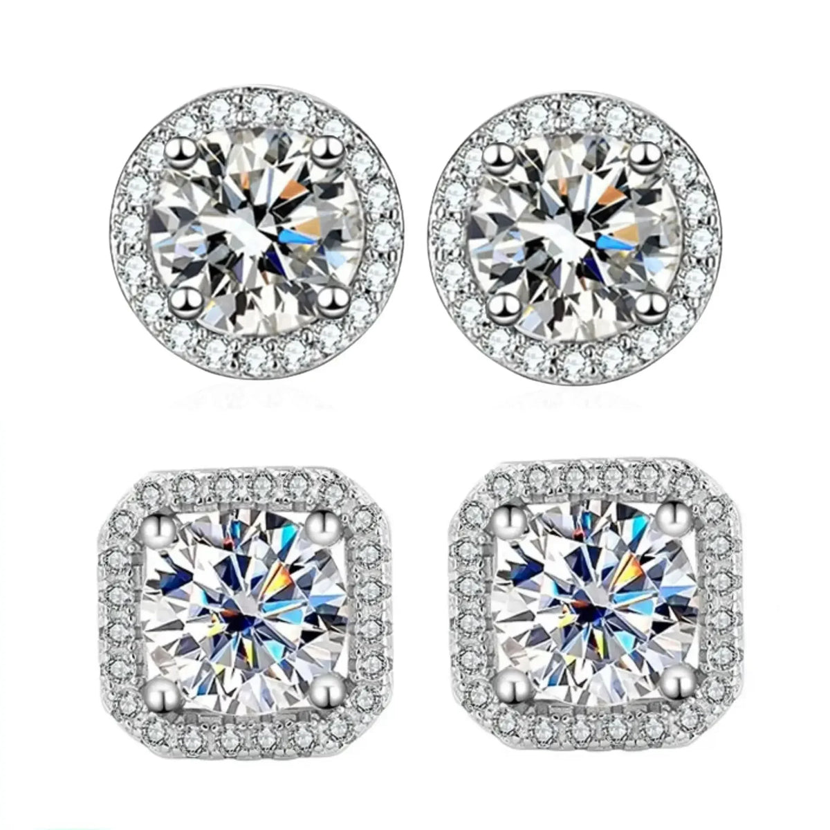 Moissanite Square Stud Earrings – Simple Fashion Studs