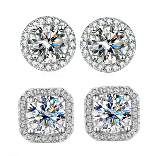 Moissanite Square Stud Earrings – Simple Fashion Studs