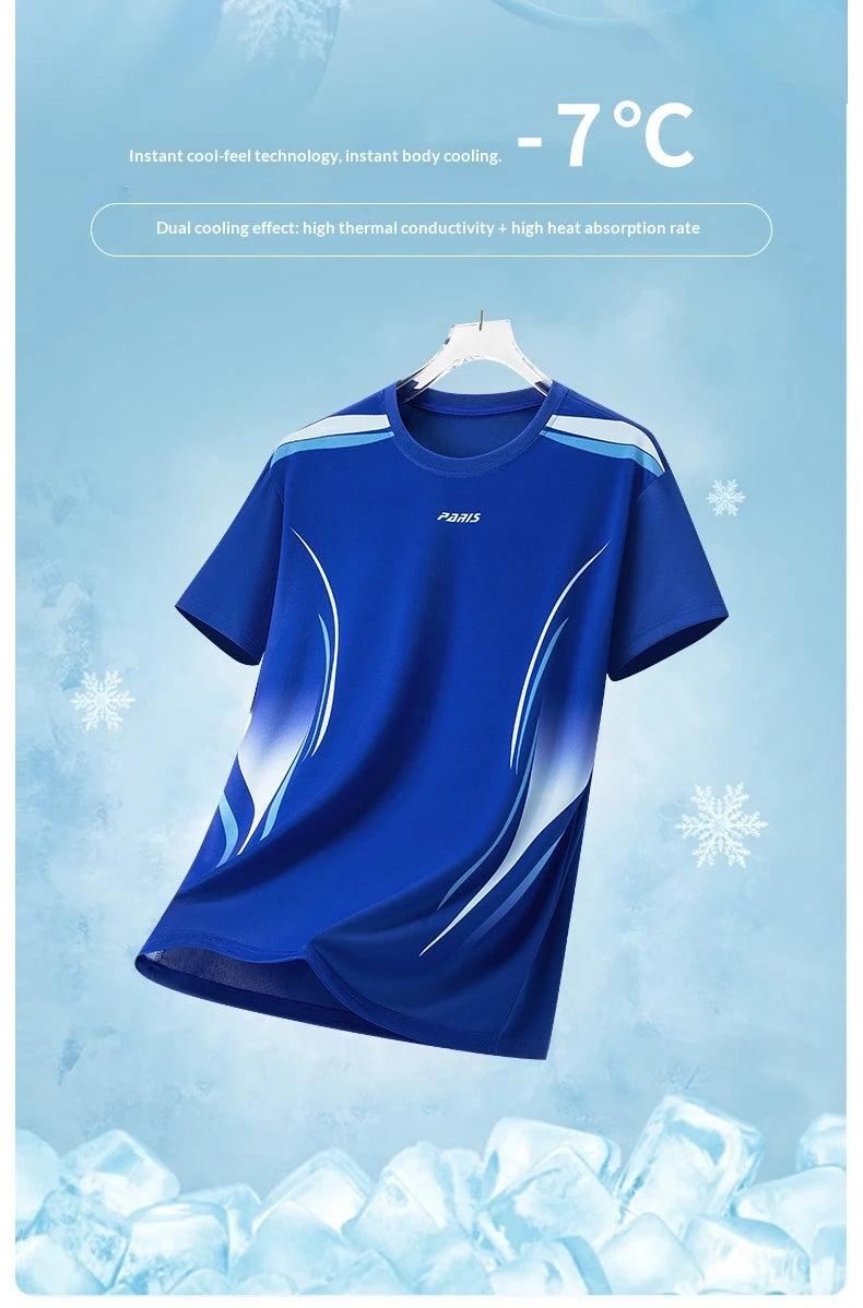 Men's Gradient Ice-Silk T-Shirt – Quick-Dry Running & Training Top