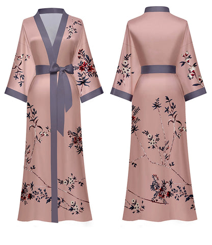 Daiwor Kout Silk Satin Robe for Women Long Japanese Kimono Robe Lightweight Soft Bathrobe Summer Luxury Dressing Gown