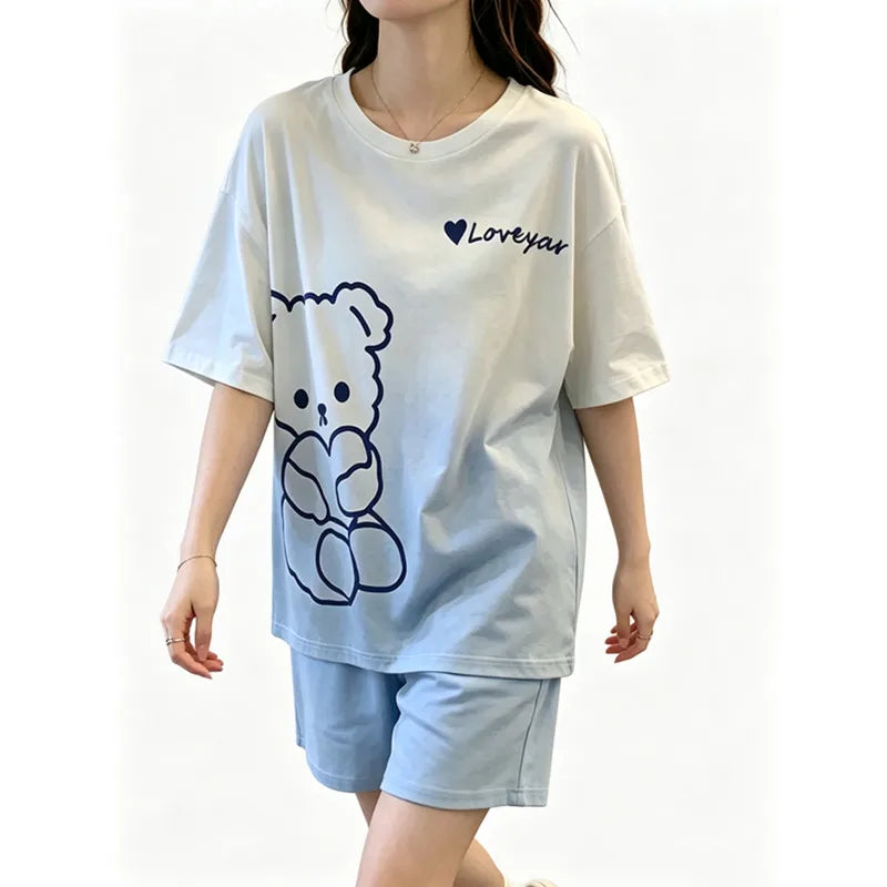 Sleepwear Set Women Short Pajamas for Women Women's Summer Pajamas Pajama Sets Pijama Woman Home Wear Panties Sleep Lounge