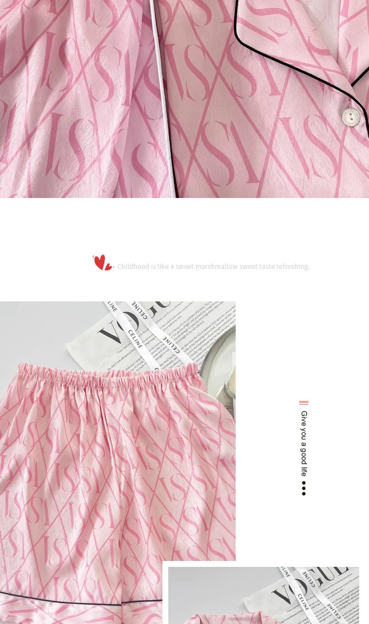 New Women's High-End Fresh Ins Style Pajamas, Women's Short-Sleeve and Shorts, Summer Thin French-Style Home Wear Summer Set