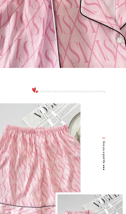 New Women's High-End Fresh Ins Style Pajamas, Women's Short-Sleeve and Shorts, Summer Thin French-Style Home Wear Summer Set