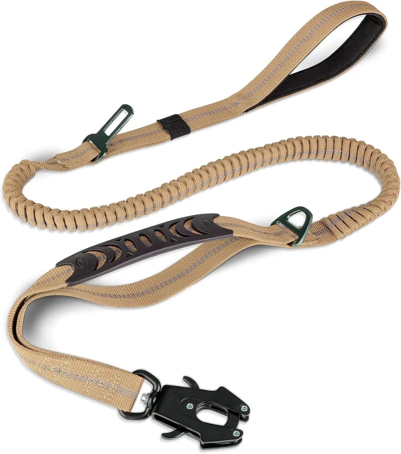 Reflective Shock Absorbing Pet Leashes with Car Seatbelt for Large Dogs Heavy Duty Tactical Bungee Dog Leash No Pull Dog Leash