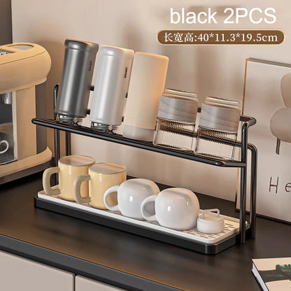 Bottle Drying Rack - 2 Tier Rust Proof Steel Kitchen Storage Rack with Removable Drain Tray