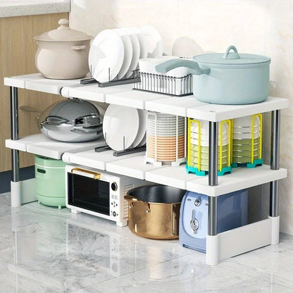 Expandable Stainless Steel Kitchen Sink Storage Rack - Multi-Layer Cabinet Organizer - ZOOMNSTORE