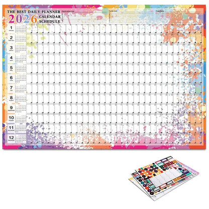 2026 New Yearly Daily Calendar Wall Schedule Planner Sheet Paper 365 Day Plan Annual Hanging Planning Weekly Agenda Pad Month 12