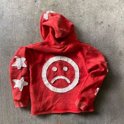 Autumn And Winter Hoodie Patchwork Letter Star Pattern Long Sleeved Pullover Hoodie Harajuku Fashionable Loose Versatile Jackets