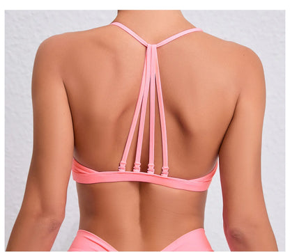 Yoga Sports Bra - Lightweight Nylon Spandex Multi Wear Crop Top with Removable Straps