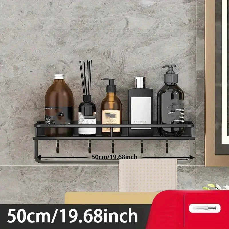 Wall-Mounted Aluminum Bathroom Storage Rack - Cosmetic Organizer