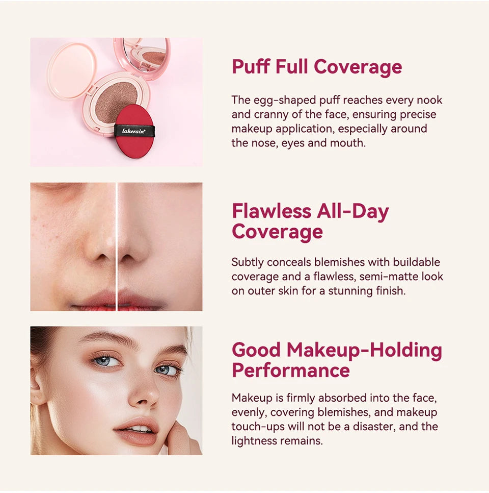 Sunscreen Cushion Foundation Fit Cushion Foundation Full Coverage Waterproof Long-lasting Concealer Long-lasting Korean Makeup