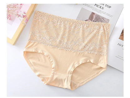 6pcs Women's Panties High Waist Underwear Large Size Fashion Girls Briefs Plus Size Breathable Lace Panty Female Lingerie
