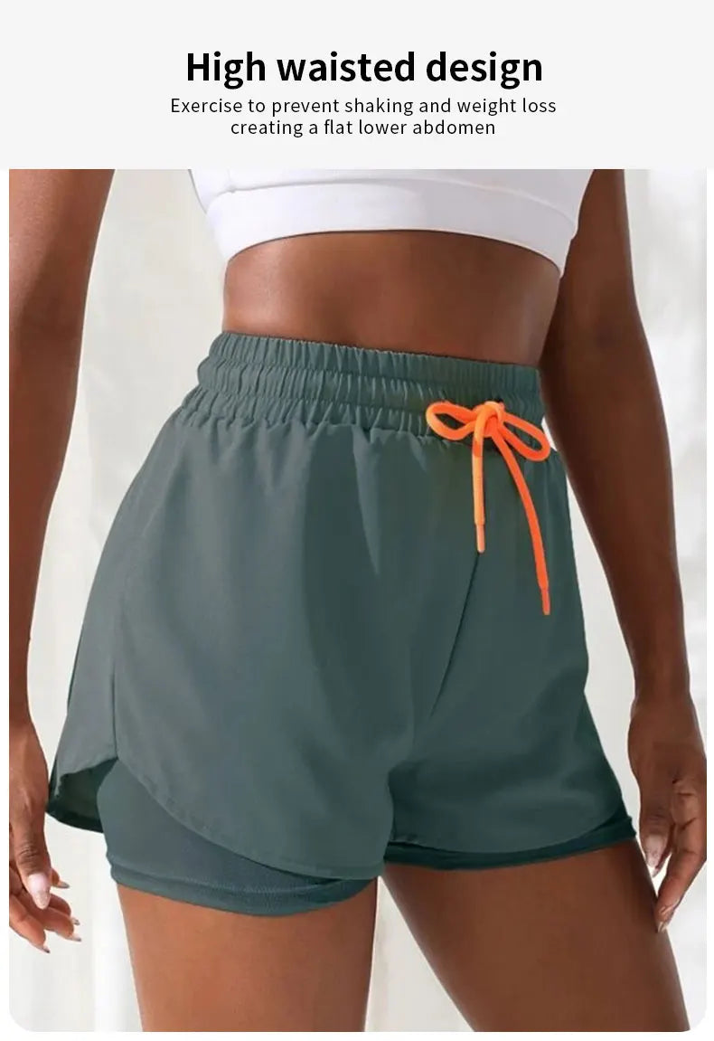Women's High Rise Yoga Shorts - Elastic Waistband, Breathable Running Shorts