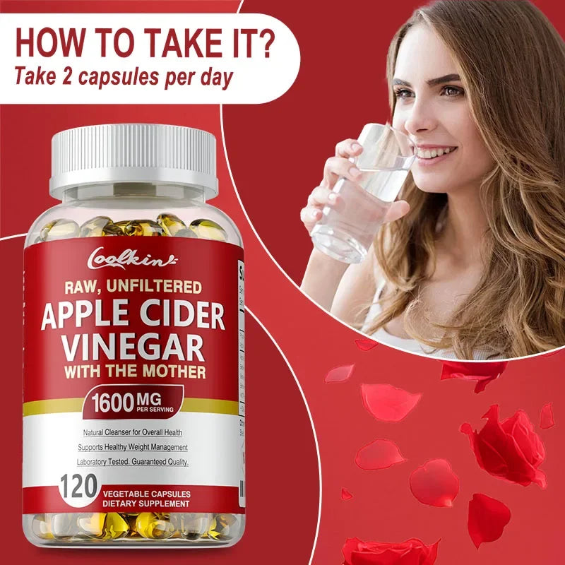 Apple Cider Vinegar Capsules - Supplement B Vitamins, Weight Management, Detox, Relieve Bloating and Constipation, Fat BurnerSup