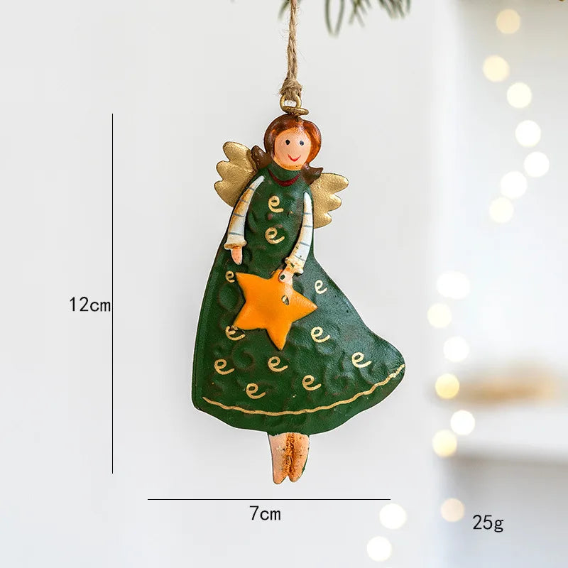 Retro Iron Christmas Angel Pendant - Country Tree Decoration - ZOOMNSTORE