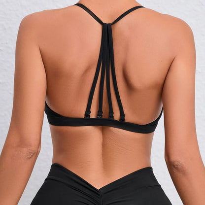 Yoga Sports Bra - Lightweight Nylon Spandex Multi Wear Crop Top with Removable Straps