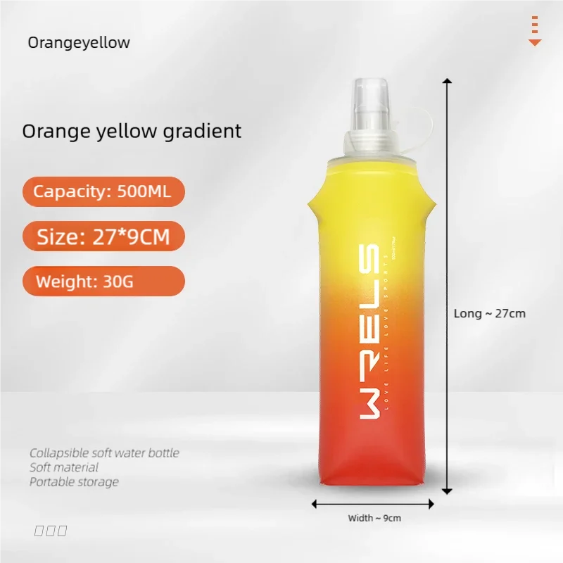 Sport Water Bottle TPU Folding Soft Flask Drink Portable Water Bottle High Flow Running Hiking Bicycle Fitness Water Bag