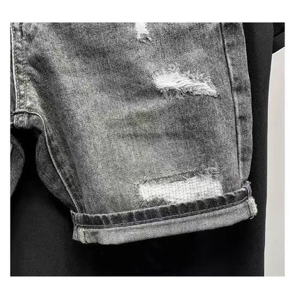 Men's Denim Shorts - Korean Trendy Slim Fit Knee Length Casual Summer Wear