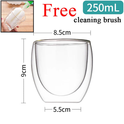 Heat Resistant Glass Mug - Double Wall Borosilicate Coffee Cup | Eco Friendly Drinkware Gift