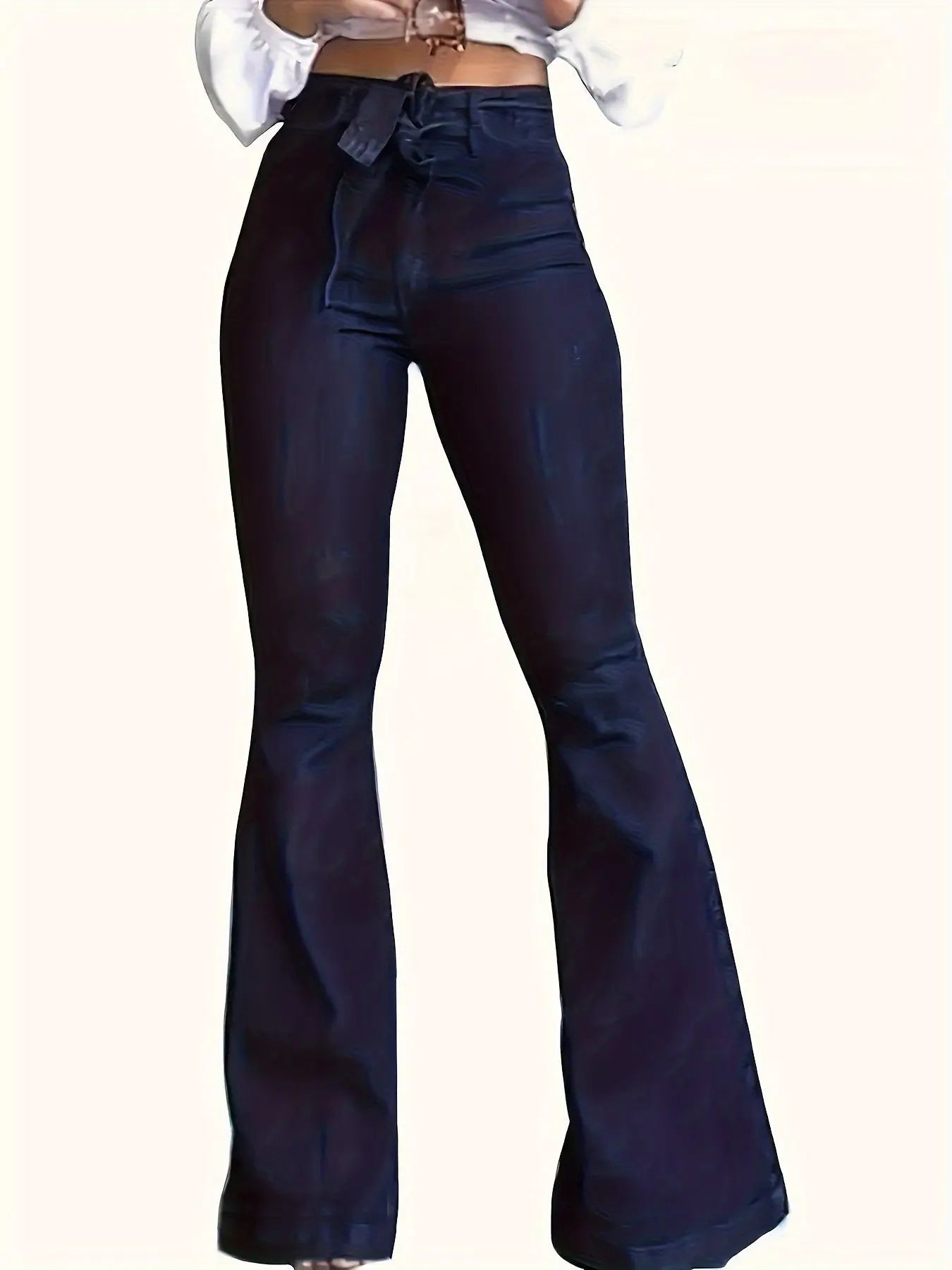 Y2k Jeans Women Jeans Trendy Elastic Waistband Flare Pants Wide Leg Trousers Stylish New Design Casual