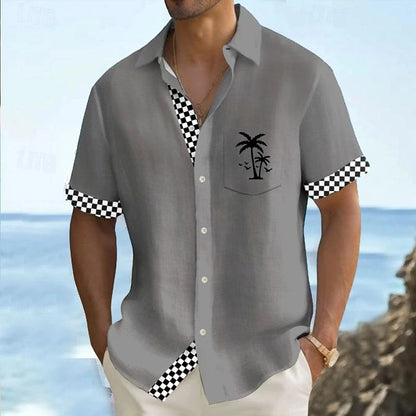 Hot men's shirt Hawaiian shirt Short -sleeved holiday beach fashion clothing soft and comfortable fabric super large size 6xl