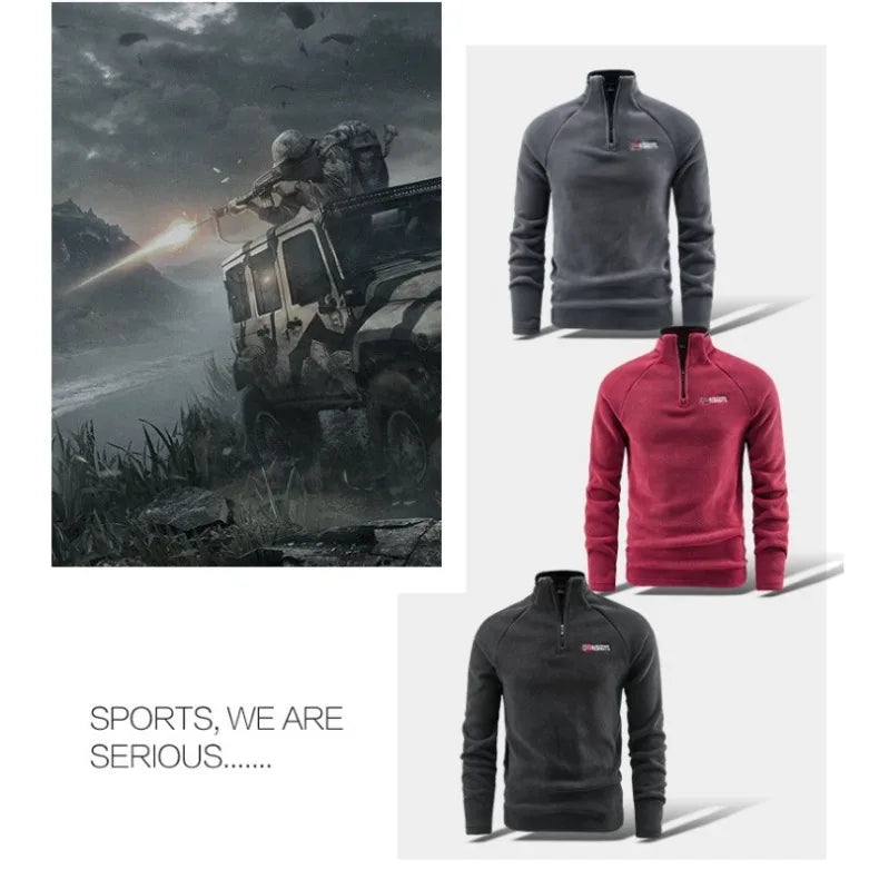 Autunm Winter Polar Fleece Sweatshirt for Men Thick Warm Stand Up Collar Half Zip Casual Base Layer Man Long Sleeve Sweater Man