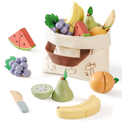 Robotime Robud Kitchen Pretend Toy Wooden Classic Game Educational Toy For Children Kids Gift Cutting Fruit Vegetable Food Set