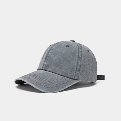 Sunscreen Water Washed MEN'S Baseball Cap with a Small Face, Retro Distressed and Versatile Trendy Duck Tongue Hat, MEN'S Big He